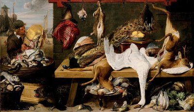 Market Scene on a Quay by Frans Snyders or Snijders